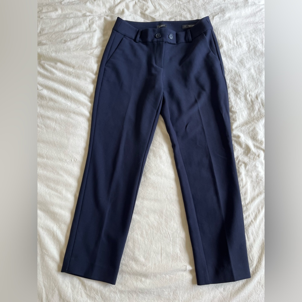 LOFT navy blue curvy slim work pants